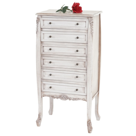 Commode Gela T431, armoire, baroque antique 110x55x38cm - blanc antique