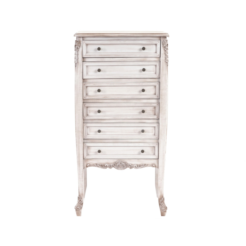 Commode Gela T431, armoire, baroque antique 110x55x38cm - blanc antique