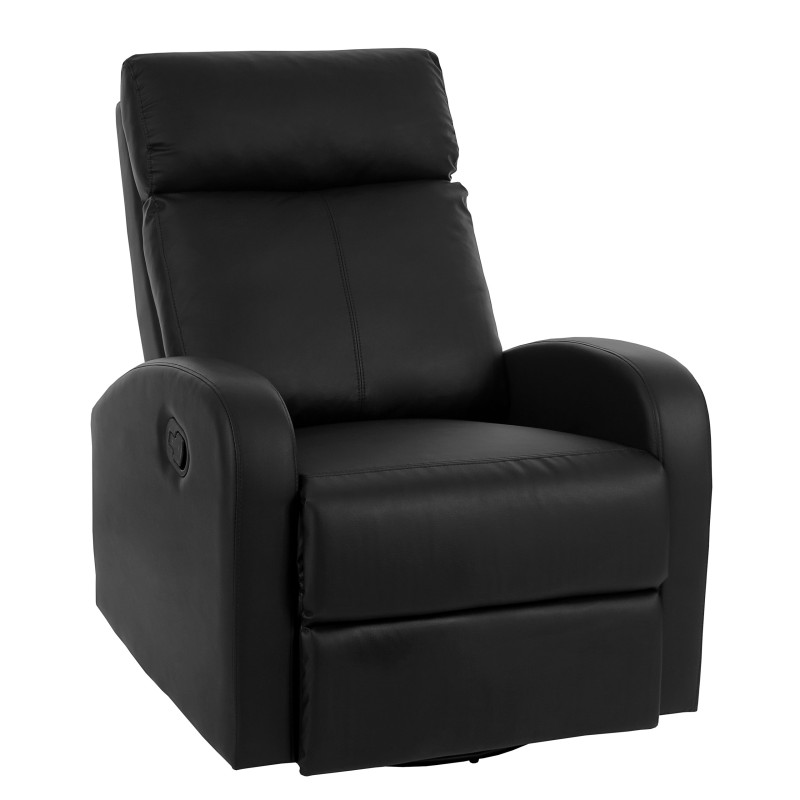 Fauteuil de télévision Crosby, fauteuil relax, rocking-chair, fonction bascule, pivotant, similicuir - noir