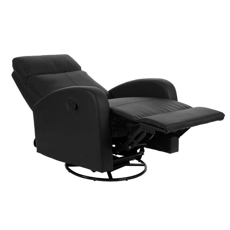 Fauteuil de télévision Crosby, fauteuil relax, rocking-chair, fonction bascule, pivotant, similicuir - noir