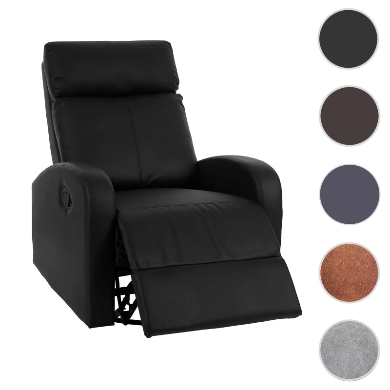 Fauteuil de télévision Crosby, fauteuil relax, rocking-chair, fonction bascule, pivotant, similicuir - noir