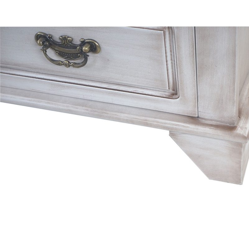 Commode Gela T436, table de chevet, armoire, baroque antique 59x48x38cm - blanc antique