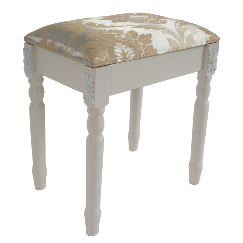 Table de maquillage Gela T434, table de coiffeur avec tabouret, baroque 140x77x42cm - crème