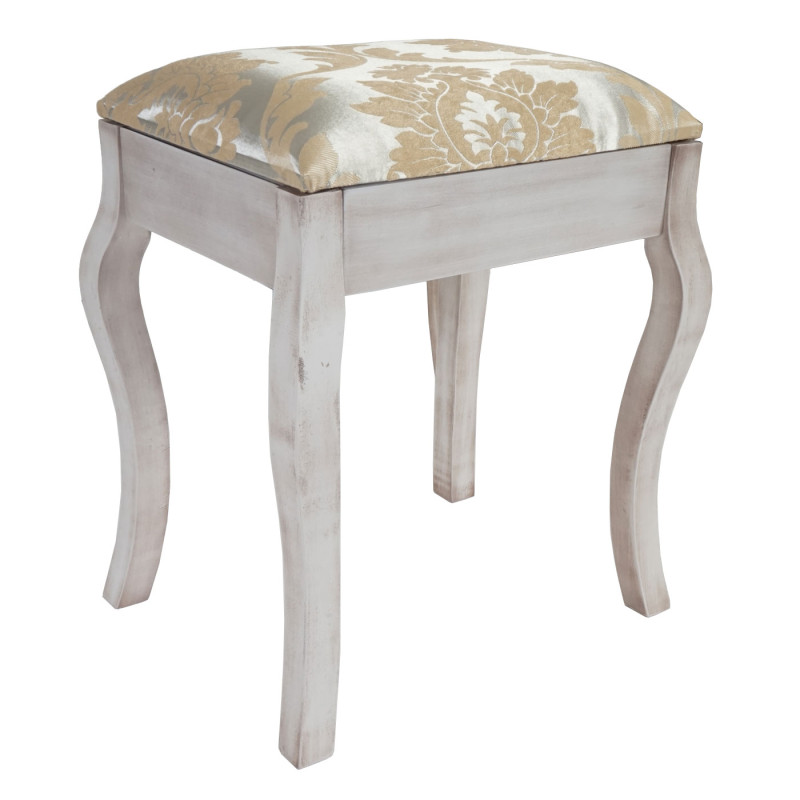 Table de maquillage Gela T433, table de coiffeur avec tabouret, baroque 140x77x42cm - blanc antique