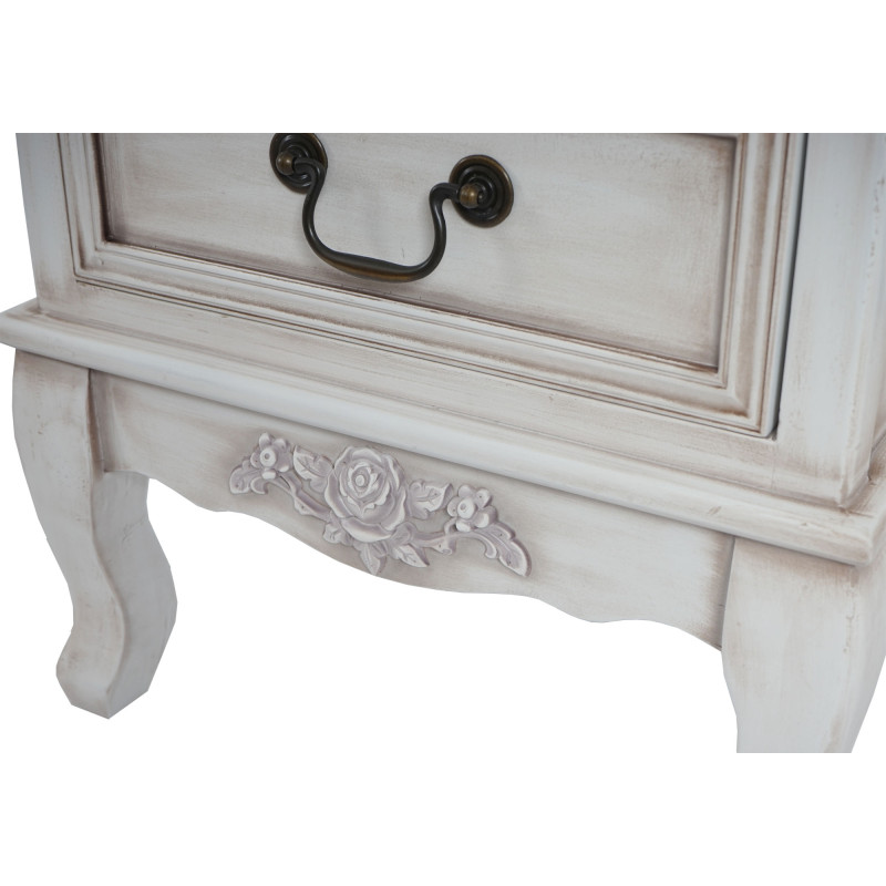 Commode Gela T435, armoire, baroque antique 76x45x39cm - 3 tiroirs, blanc antique