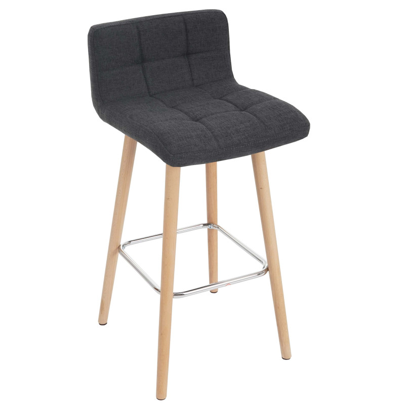 2x tabouret de bar Malmö T430, chaise bar/comptoir, design rétro en bois - gris foncé, tissu