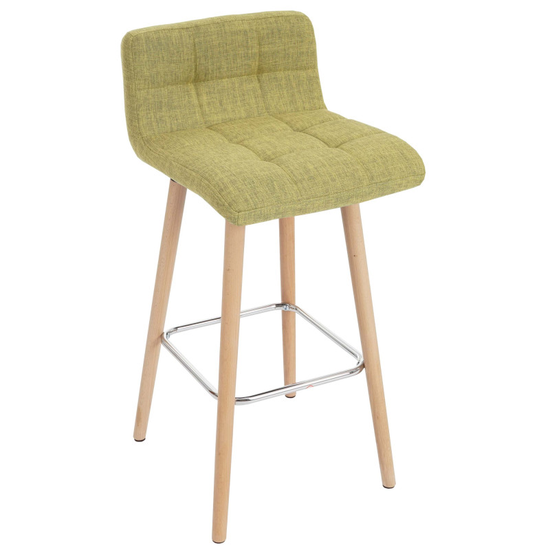 2x tabouret de bar Malmö T430, chaise bar/comptoir, design rétro en bois - vert clair, tissu