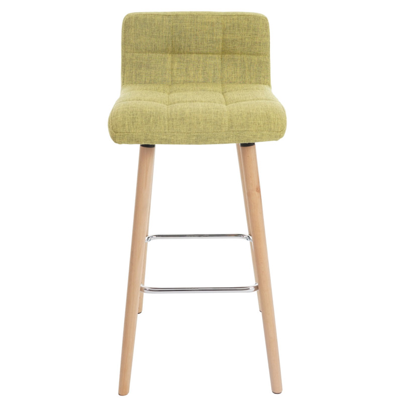 2x tabouret de bar Malmö T430, chaise bar/comptoir, design rétro en bois - vert clair, tissu