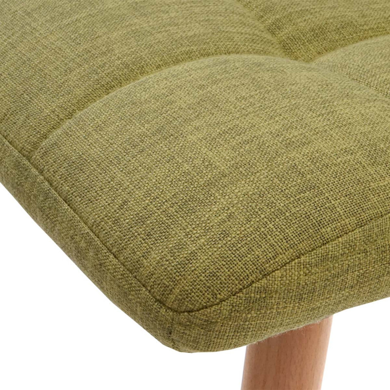 2x tabouret de bar Malmö T430, chaise bar/comptoir, design rétro en bois - vert clair, tissu