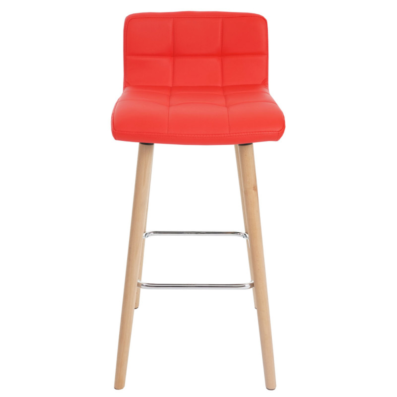 2x tabouret de bar Malmö T430, chaise bar/comptoir, design rétro en bois - rouge, similicuir