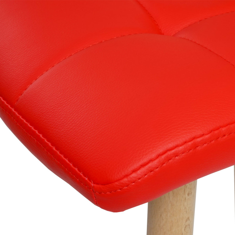 2x tabouret de bar Malmö T430, chaise bar/comptoir, design rétro en bois - rouge, similicuir