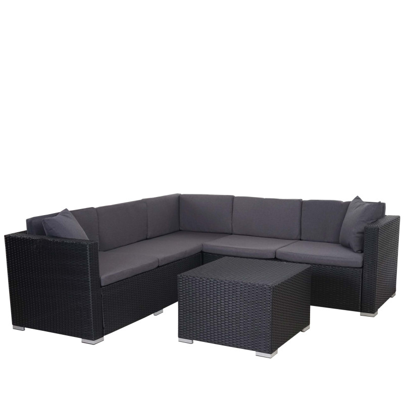 Garniture de canapés ROM Basic, polyrotin, set lounge, acier - anthracite, coussin anthracite