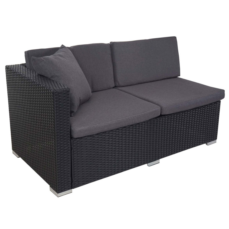 Garniture polyrotin ROM Basic, ensemble canapé fauteuil, set lounge - anthracite, coussin anthracite