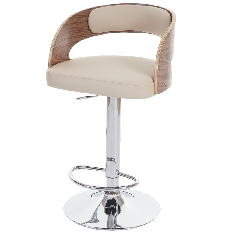 Tabouret de bar / chaise Sisak, style retro, bois - rembourrage crème