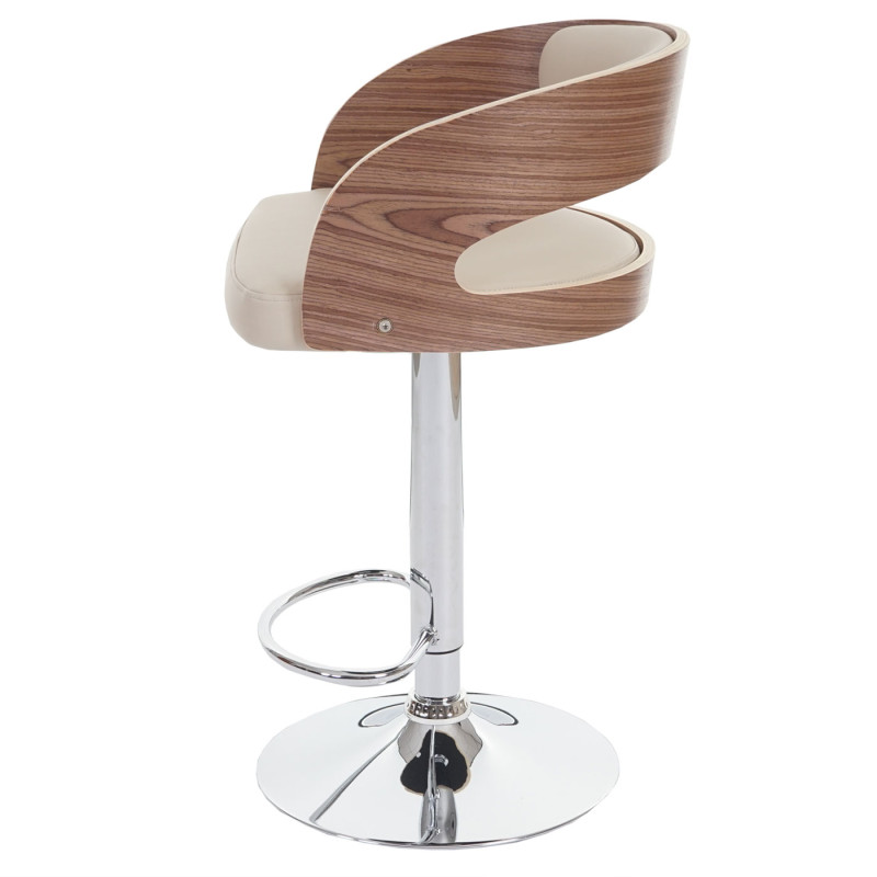 Tabouret de bar / chaise Sisak, style retro, bois - rembourrage crème