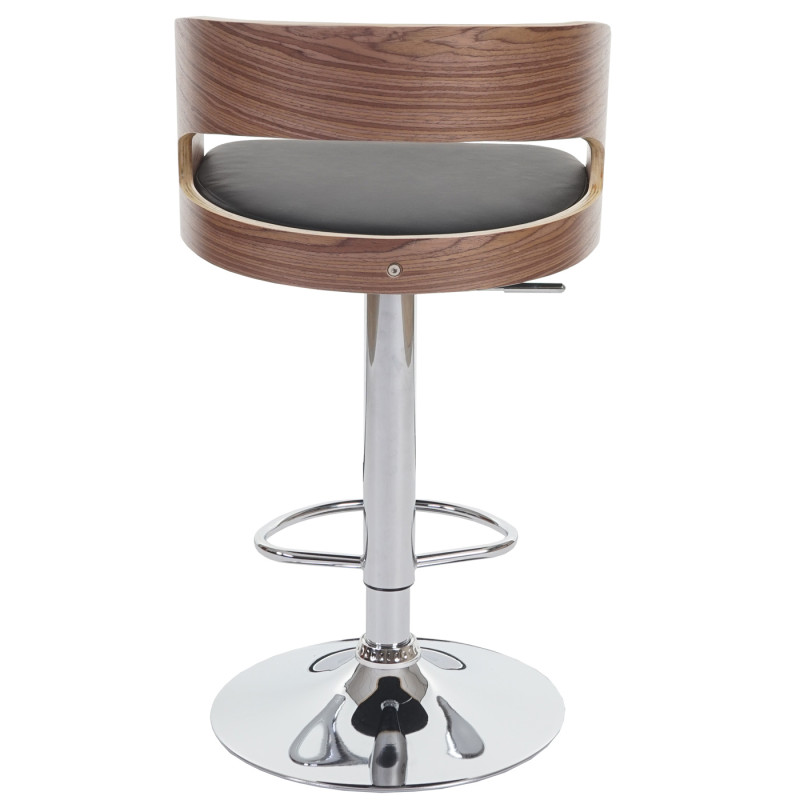 Tabouret de bar / chaise Sisak, style retro, bois - rembourrage noir