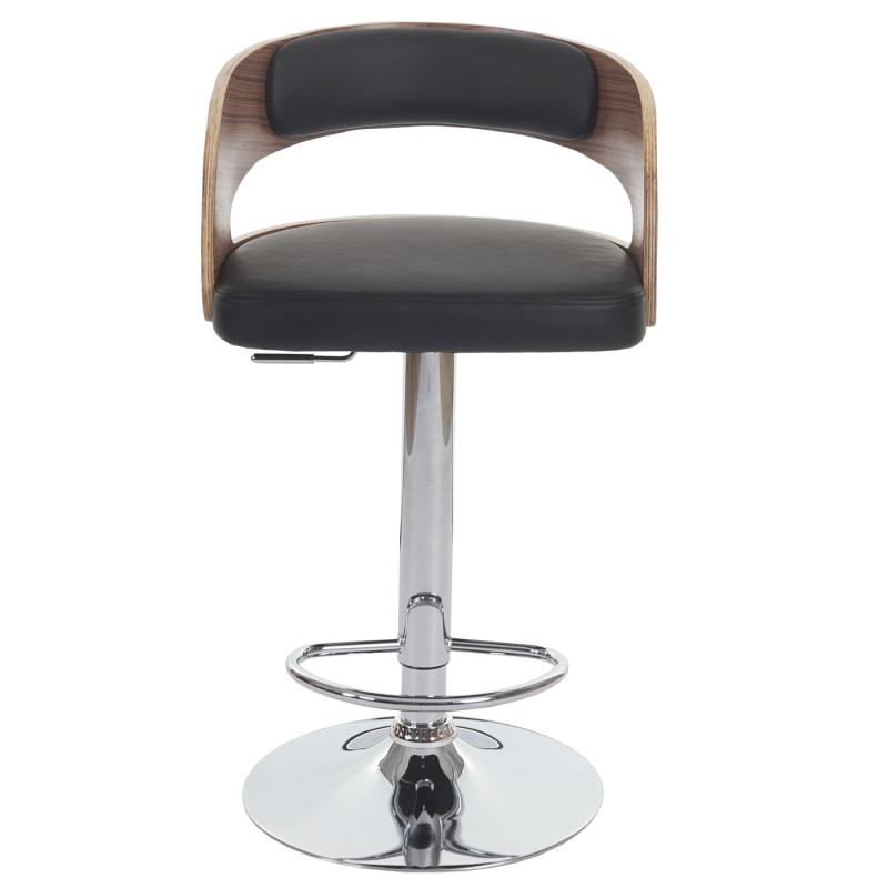 Tabouret de bar / chaise Sisak, style retro, bois - rembourrage noir