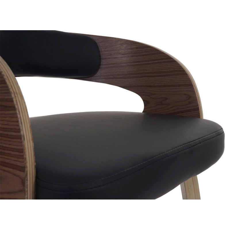 Chaise visiteur Pula, style retro, bois - rembourrage noir