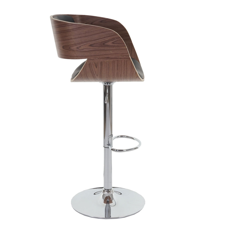 Tabouret de bar / chaise Bray, style retro, bois - rembourrage noir