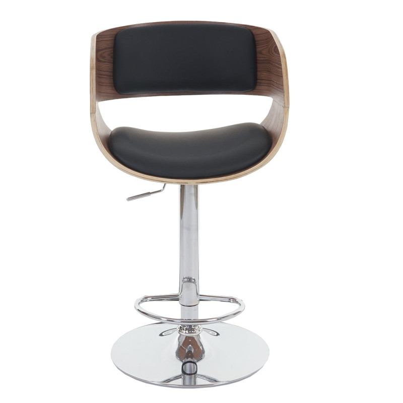 Tabouret de bar / chaise Bray, style retro, bois - rembourrage noir