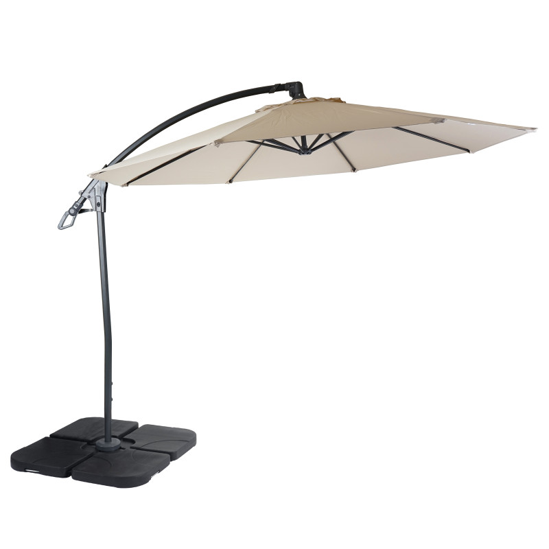 Parasol déporté de luxe protection contre le soleil, Ø 3m - crème / blanc avec support