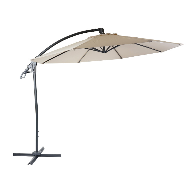 Parasol déporté de luxe protection contre le soleil, Ø 3m - crème / blanc sans support