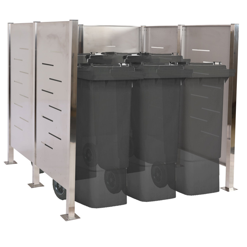 Clôture pour poubelles habillage pour poubelles Rangement pour poubelles, 151x165x165cm métal - inox