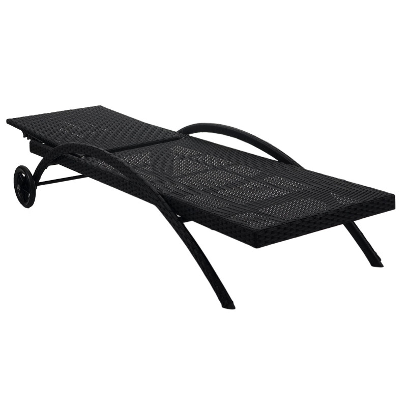 Chaise longue Kastoria, polyrotin, bain de soleil - anthracite, coussin vert clair