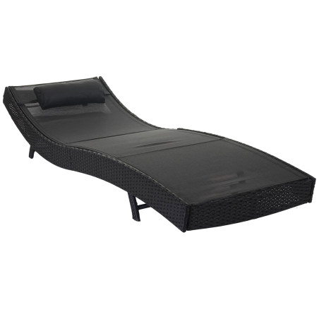 XXL bain de soleil Catania chaise longue relax, divan, polyrotin - anthracite, enveloppe noir