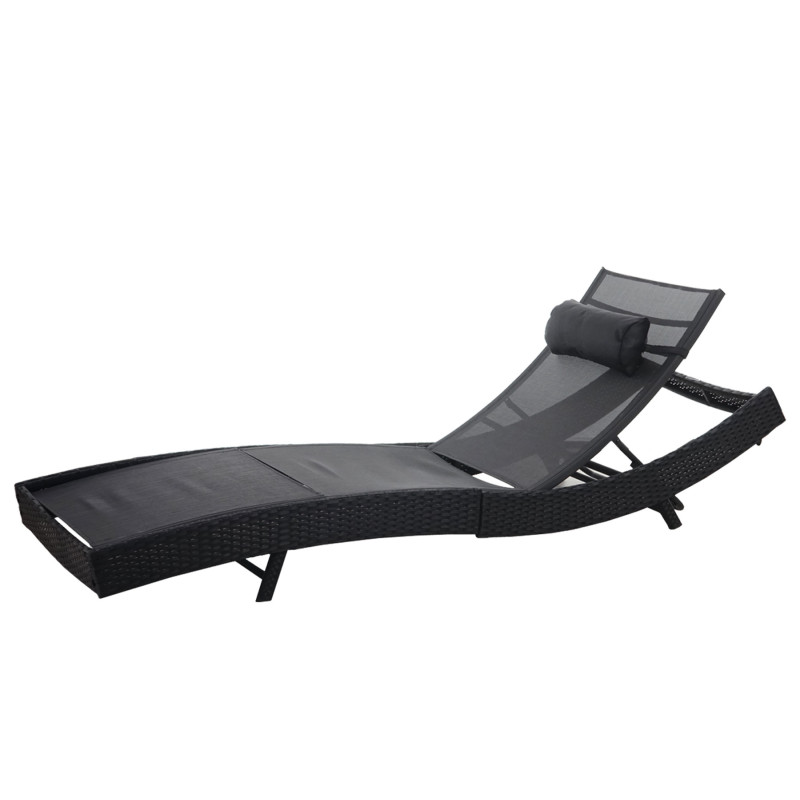 XXL bain de soleil Catania chaise longue relax, divan, polyrotin - anthracite, enveloppe noir