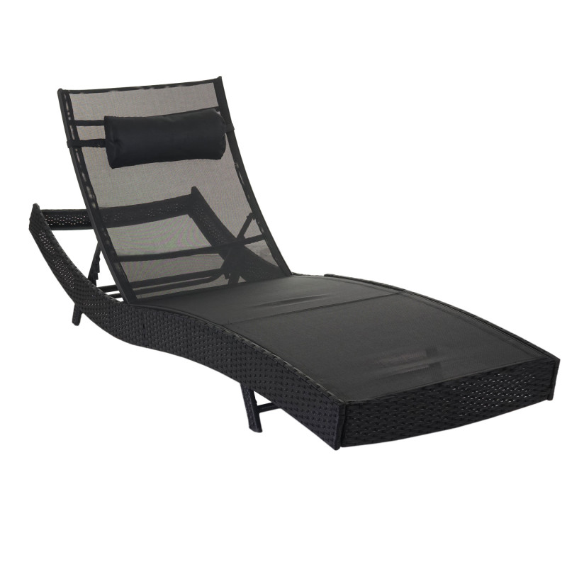 XXL bain de soleil Catania chaise longue relax, divan, polyrotin - anthracite, enveloppe noir