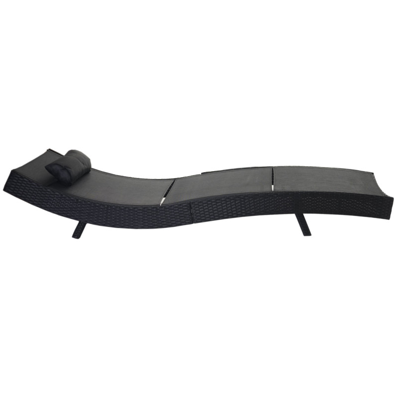 XXL bain de soleil Catania chaise longue relax, divan, polyrotin - anthracite, enveloppe noir