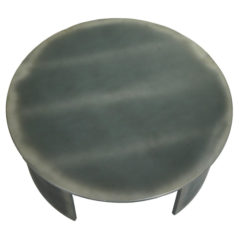 Table basse table d'appoint table de salon, certifiée MVG Industrial, ronde Ø80cm, aspect métal brossé