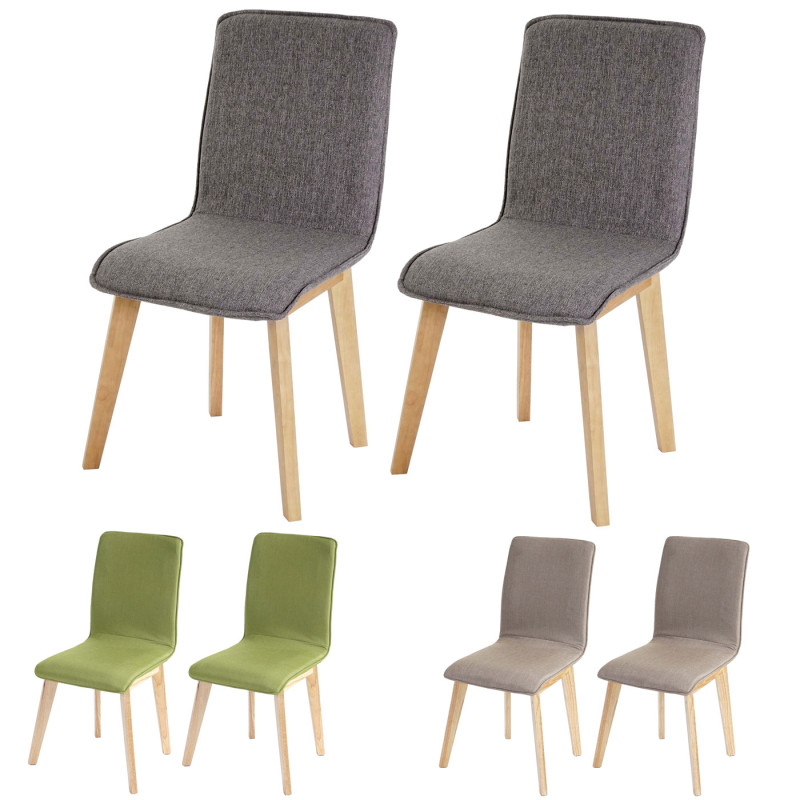 Lot de 2 chaises de séjour Zadar, tissu gris, style retro des années 50 - sans couture