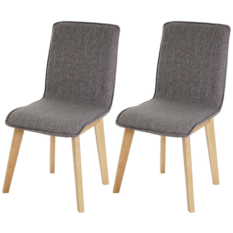 Lot de 2 chaises de séjour Zadar, tissu gris, style retro des années 50 - sans couture