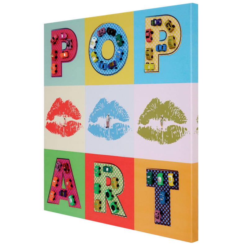 tableau pop art en 3D voitures / toile de décoration murale XL - 60x60cm