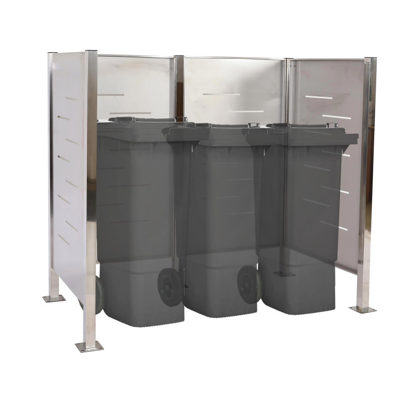 Clôture pour poubelles habillage pour poubelles Rangement pour poubelles, 150x165x85cm métal - inox