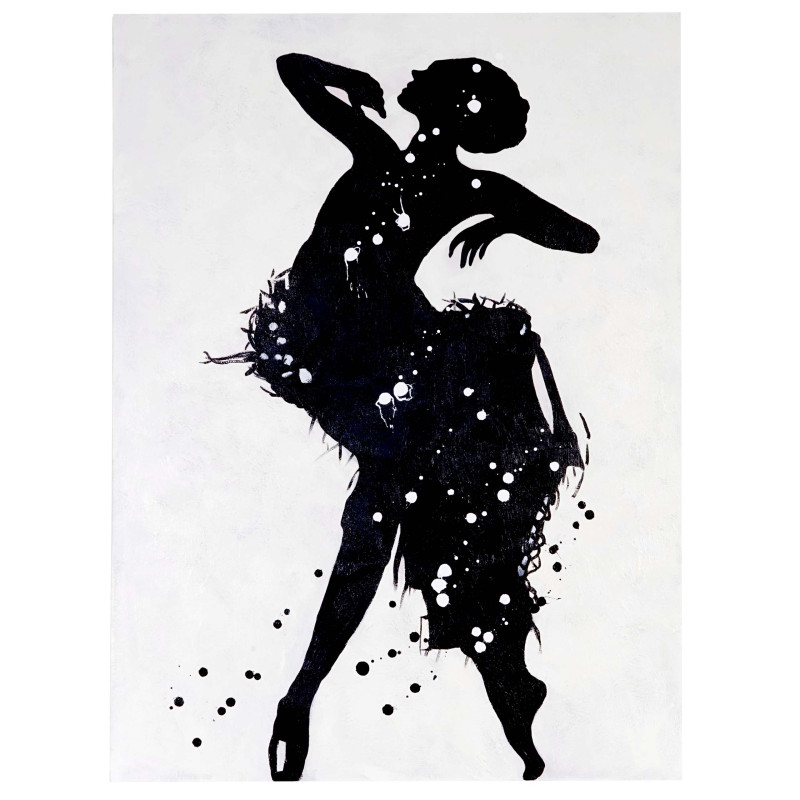 Tableau à l'huile, danseuse, peint à la main à 100%, toile de décoration murale XL - 120x90cm