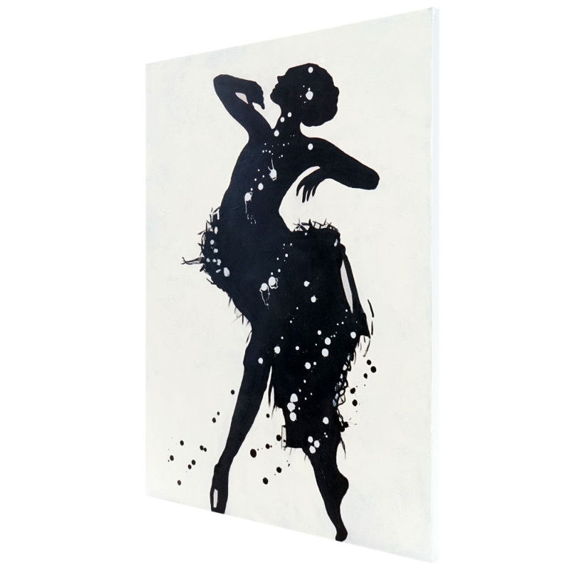 Tableau à l'huile, danseuse, peint à la main à 100%, toile de décoration murale XL - 120x90cm