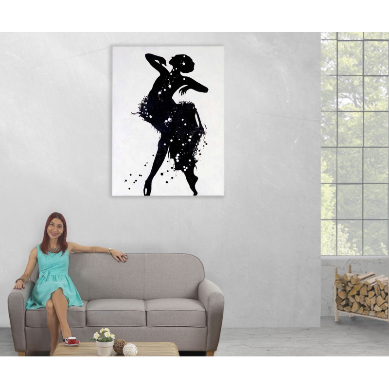 Tableau à l'huile, danseuse, peint à la main à 100%, toile de décoration murale XL - 120x90cm