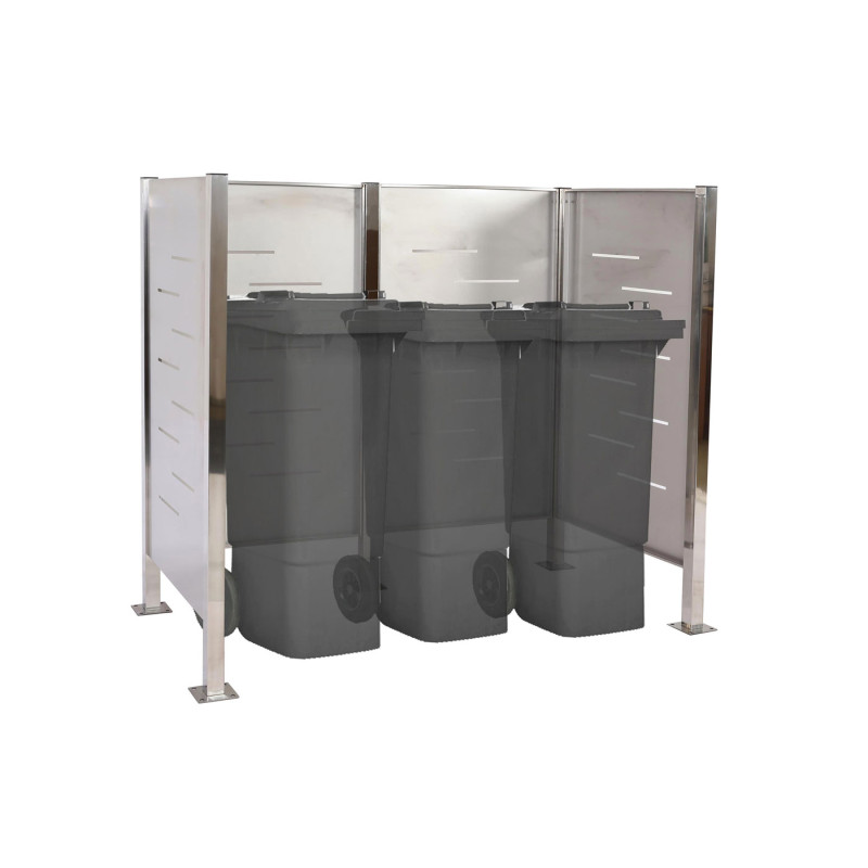 Clôture pour poubelles habillage pour poubelles Rangement pour poubelles, 150x165x85cm métal - inox