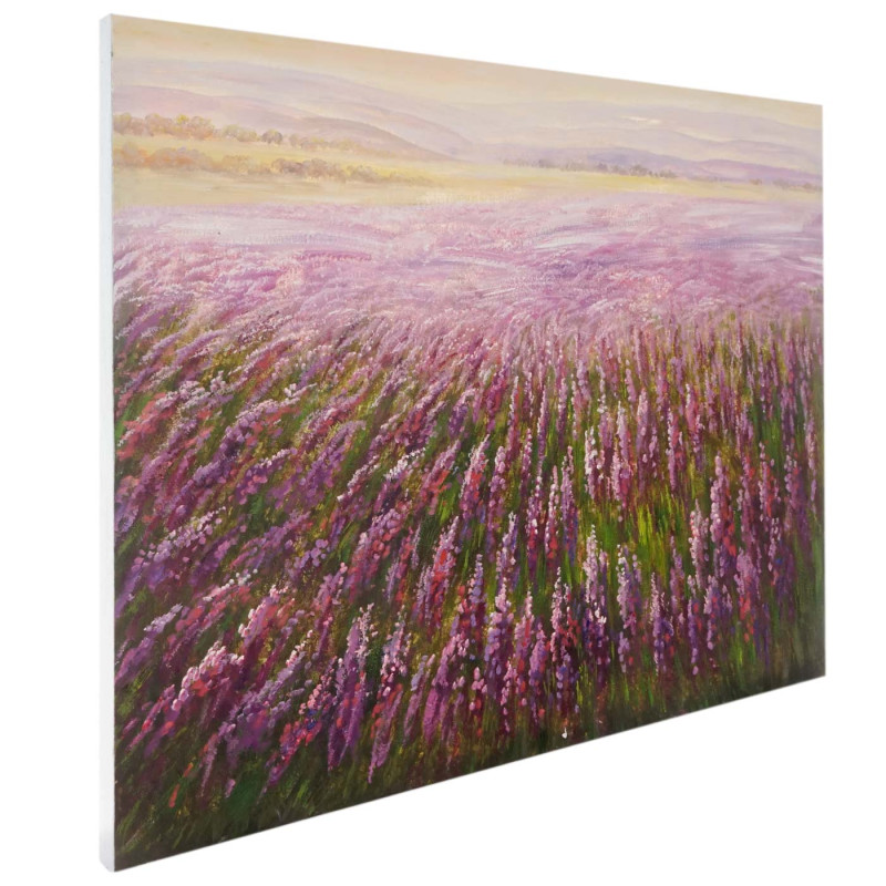 Tableau à l'huile, champ de fleurs, peint à la main à 100%, toile de décoration murale XL - 100x80cm
