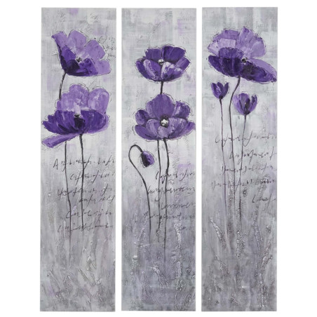 Tableau à l'huile, fleurs lilas, peint à la main à 100%, toile de décoration murale XL - 120x90cm