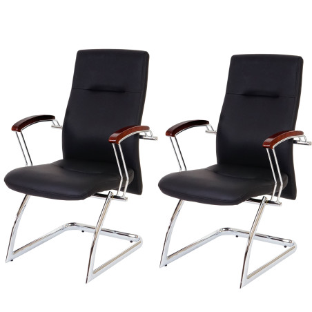 Lot de 2 chaises de conférence / visiteur Cesena, 95x57x70cm similicuir - noir