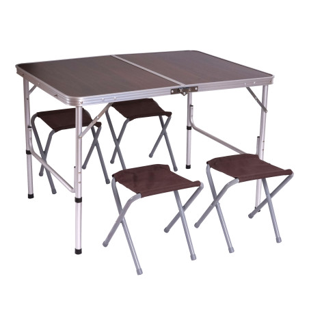 Garniture de camping T368, salon de jardin, table pliable + 4 tabourets - 67x100x70cm