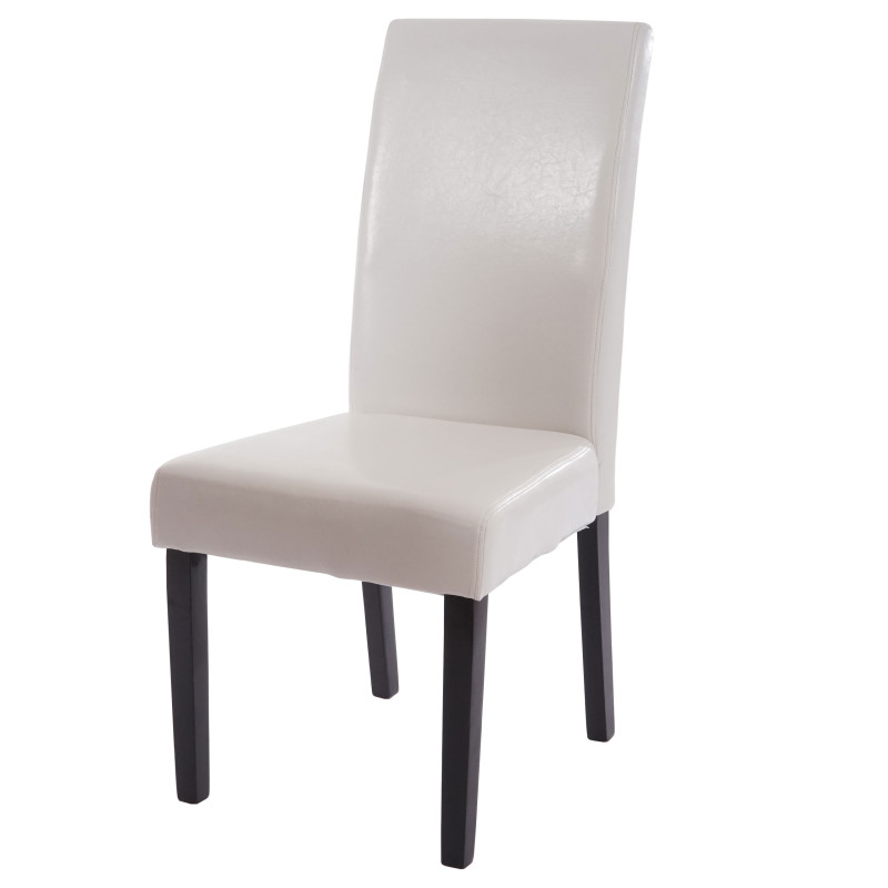 2x chaise de salle à manger T378 XL, fauteuil, similicuir - blanc, pieds foncés