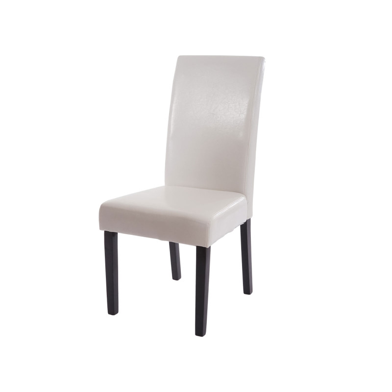 2x chaise de salle à manger T378 XL, fauteuil, similicuir - blanc, pieds foncés