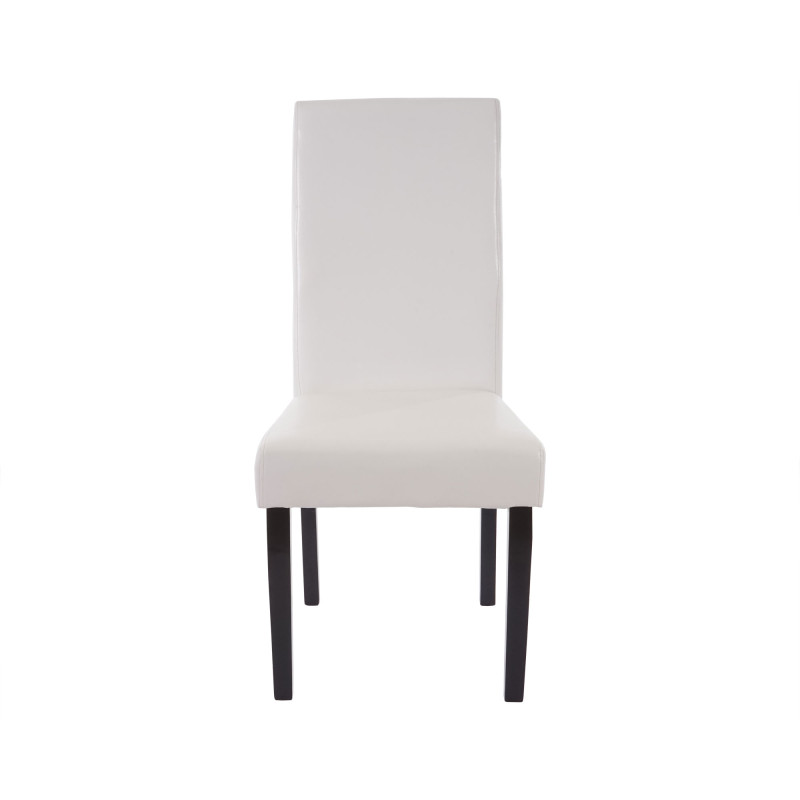2x chaise de salle à manger T378 XL, fauteuil, similicuir - blanc, pieds foncés