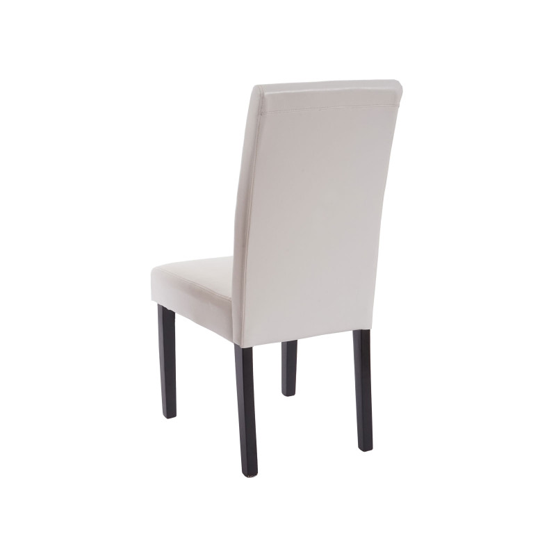 2x chaise de salle à manger T378 XL, fauteuil, similicuir - blanc, pieds foncés