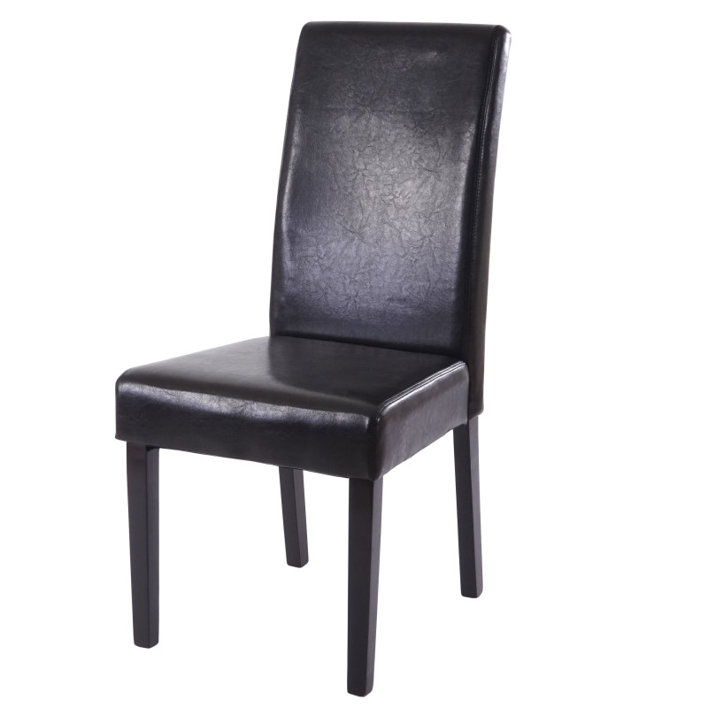 6x chaise de salle à manger T378 XL, fauteuil, similicuir - noir, pieds foncés